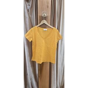 Yellow cotton La Maille Sezane paris vneck tee shirt size L